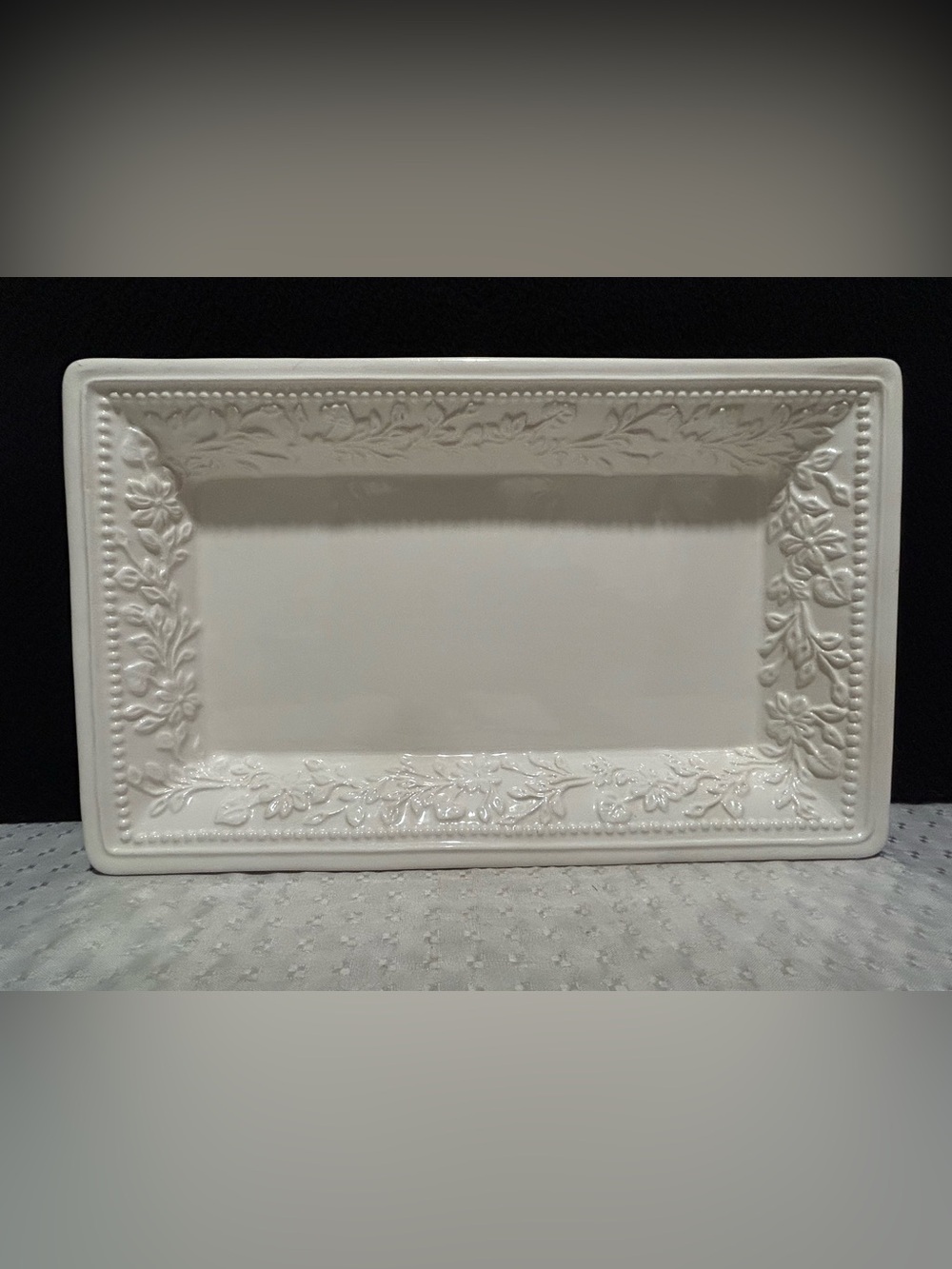 Vintage Iwalker Italian Ceramic Pottery Tray Made In Italy Floral Design 12”